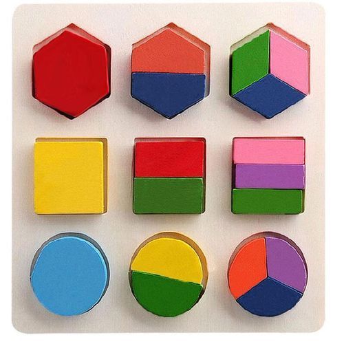 Montessori Maths Wooden Children Geometry Block Puzzles X3