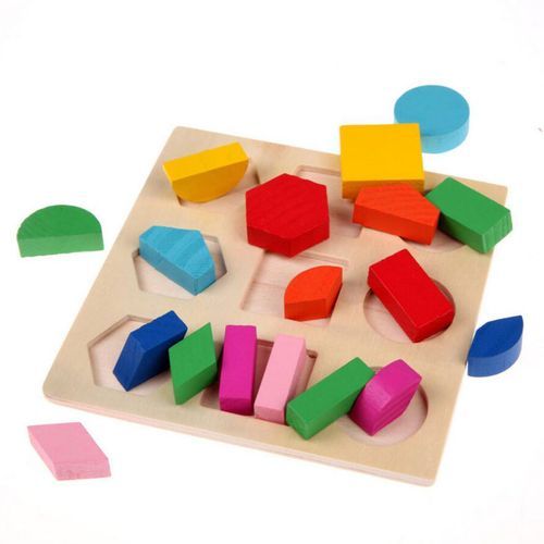 Montessori Maths Wooden Children Geometry Block Puzzles X3