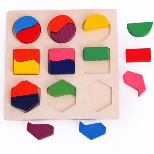 Montessori Maths Wooden Children Geometry Block Puzzles X3