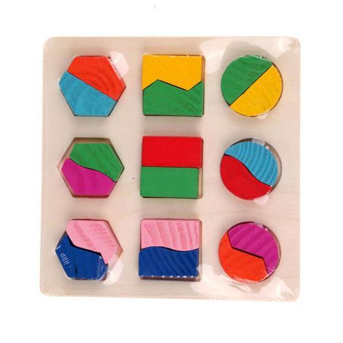 Montessori Maths Wooden Children Geometry Block Puzzles X3