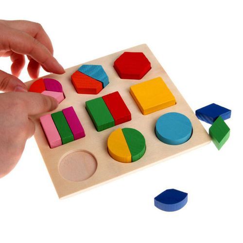 Montessori Maths Wooden Children Geometry Block Puzzles X3