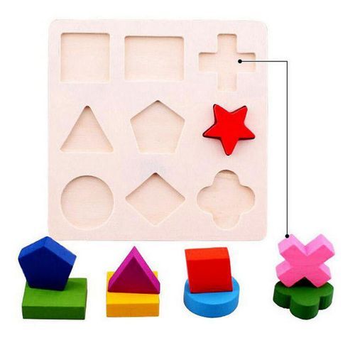 Montessori Maths Wooden Children Geometry Block Puzzles X3