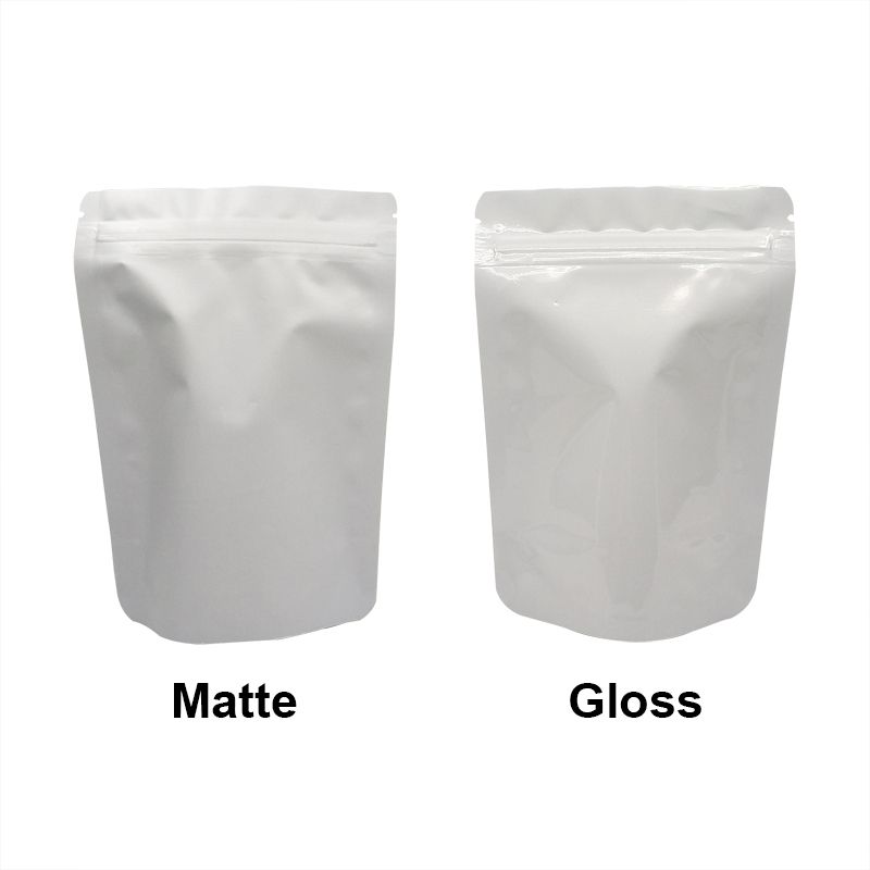 100 Pcs Colored Stand Up Zip Lock Foil Pouches-White