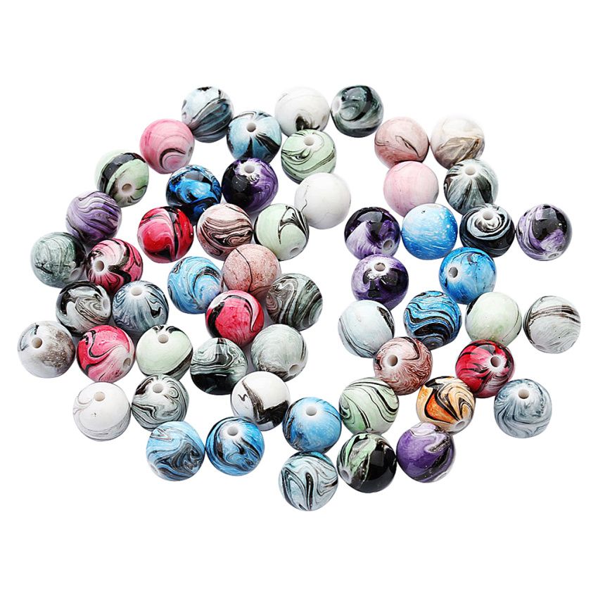 100pcs Round Resin Loose Spacer Beads For Jewelry Making