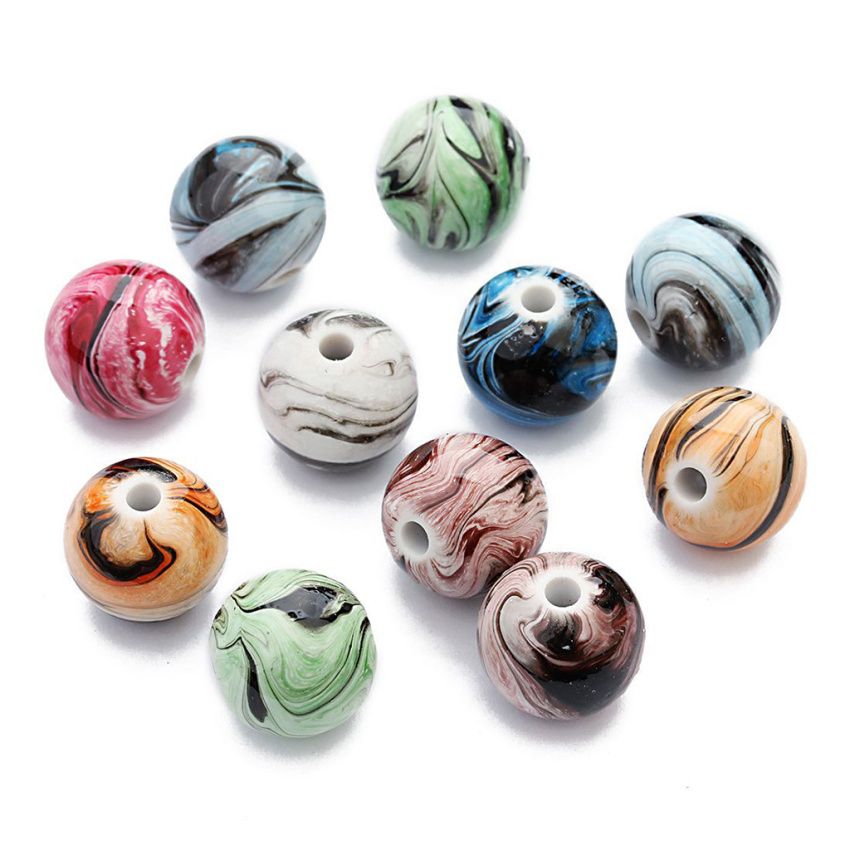 100pcs Round Resin Loose Spacer Beads For Jewelry Making