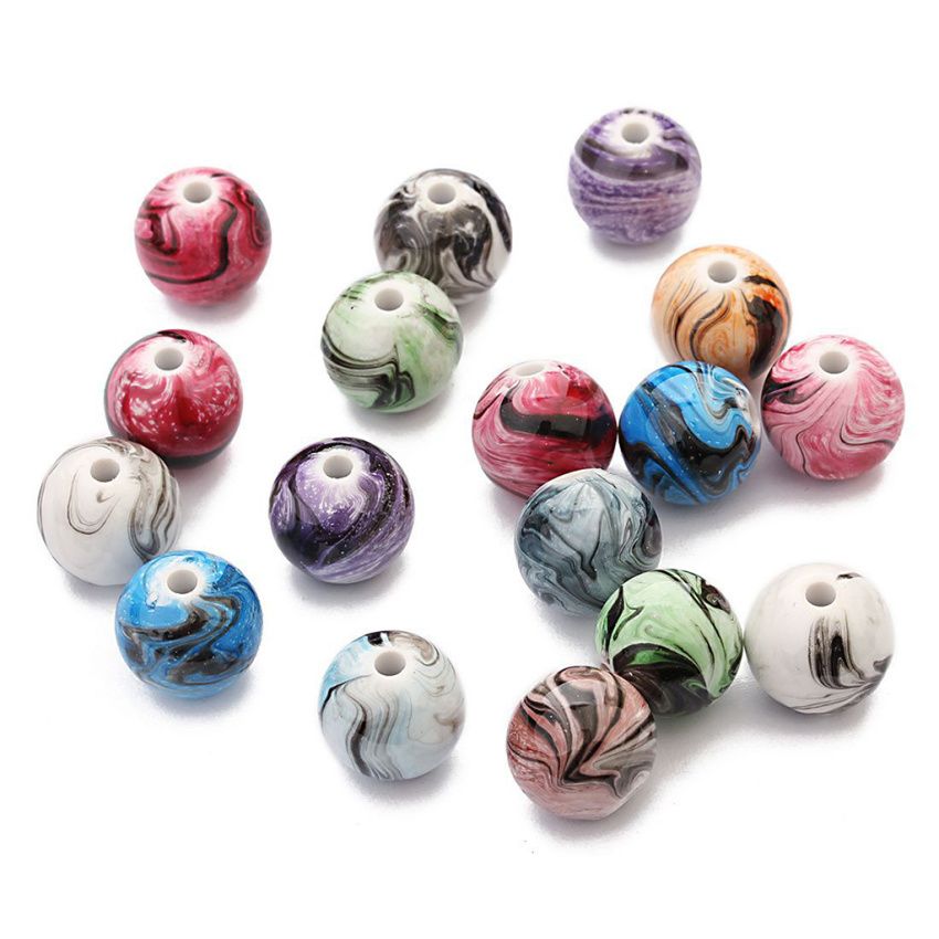 100pcs Round Resin Loose Spacer Beads For Jewelry Making