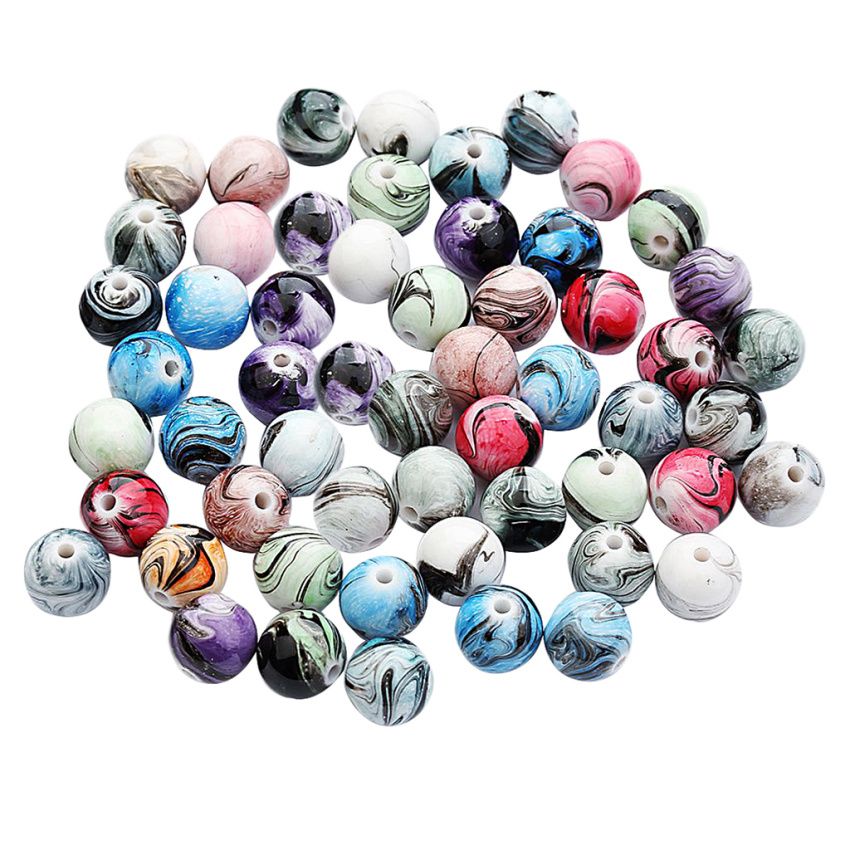 100pcs Round Resin Loose Spacer Beads For Jewelry Making