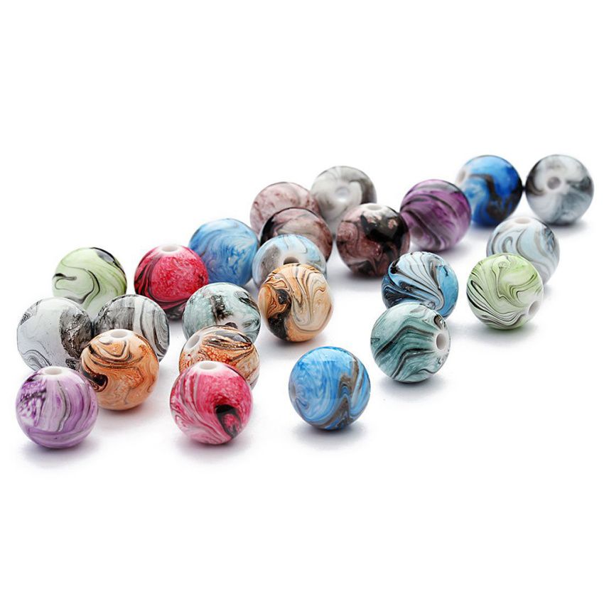 100pcs Round Resin Loose Spacer Beads For Jewelry Making