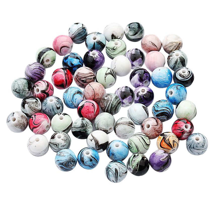 100pcs Round Resin Loose Spacer Beads For Jewelry Making