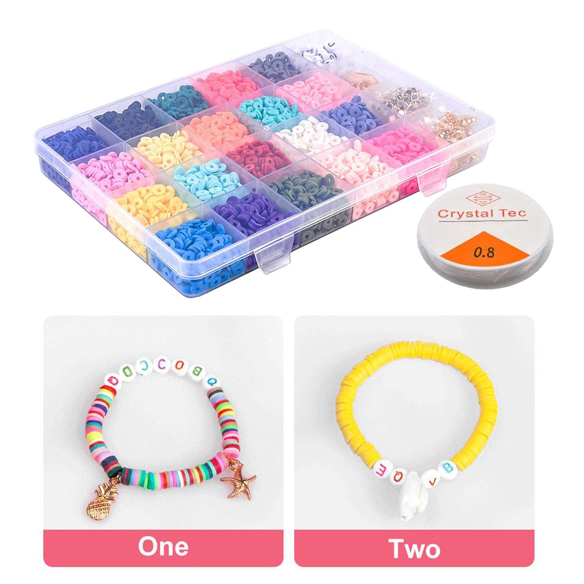 4800 Pcs Clay Heishi Beads Flat Beads Kit For Bracelets Necklace
