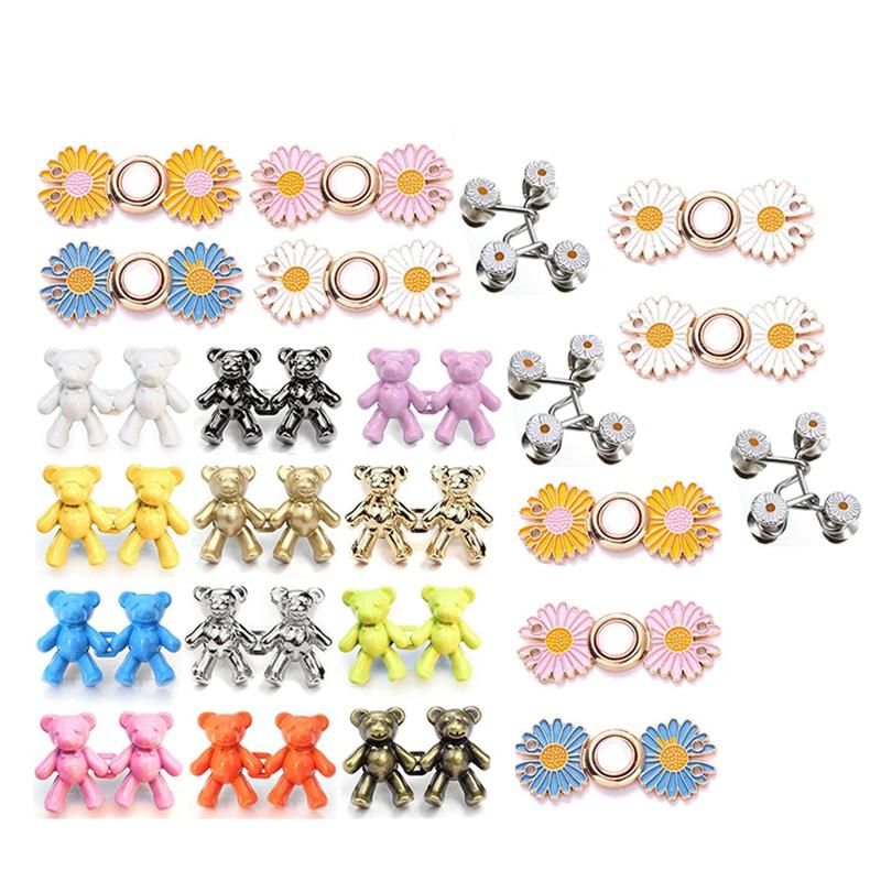 Adjustable Jeans Button Pin Set Waist Tightener Bear Clip