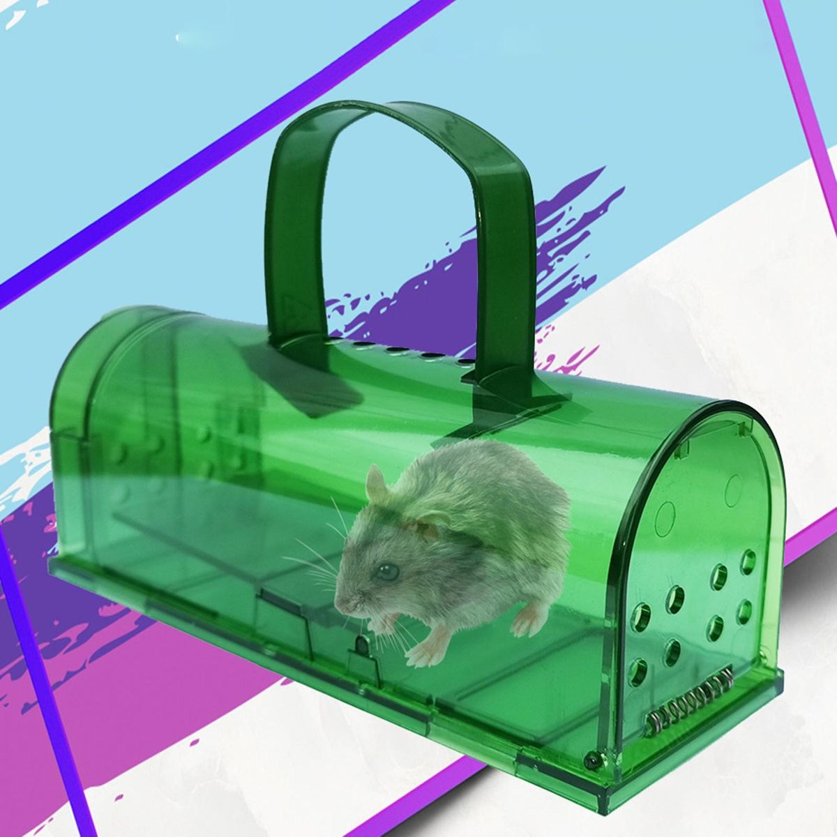 Rat Trap Cage Rat Mice Hamster Catcher Cage with Handle Green