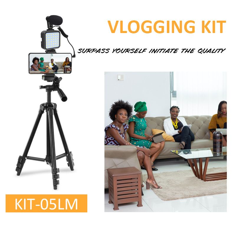 Phone Vlog Video Kit With Height Adjustable Tripod