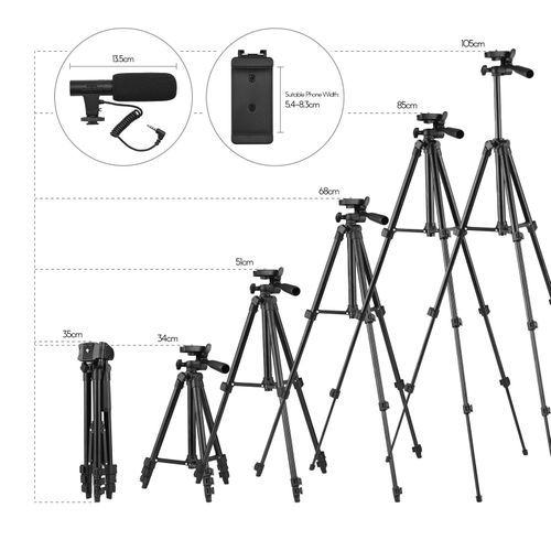 Phone Vlog Video Kit With Height Adjustable Tripod