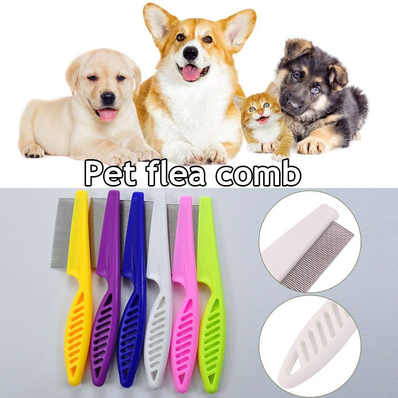 Pet Flea Tick Remove Comb Dog Cat Multicolor Stainless Steel Comfort Hair Grooming Comb Cleaning Hair Improves Circulation Brush-
