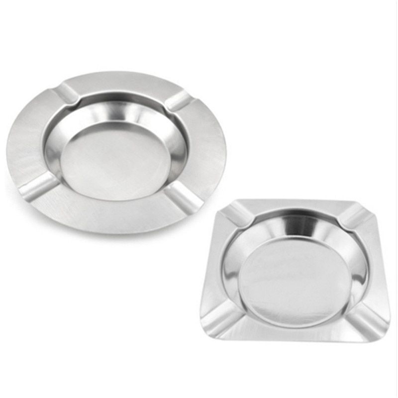 Portable Ash Tray Home Metal Ashtray Round Asbak Square Large Capacity Cigarette Aschenbecher Push Down Smoking
