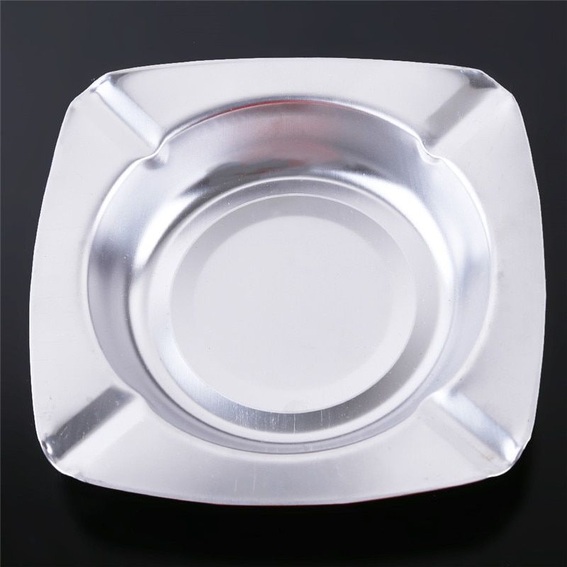 Portable Ash Tray Home Metal Ashtray Round Asbak Square Large Capacity Cigarette Aschenbecher Push Down Smoking