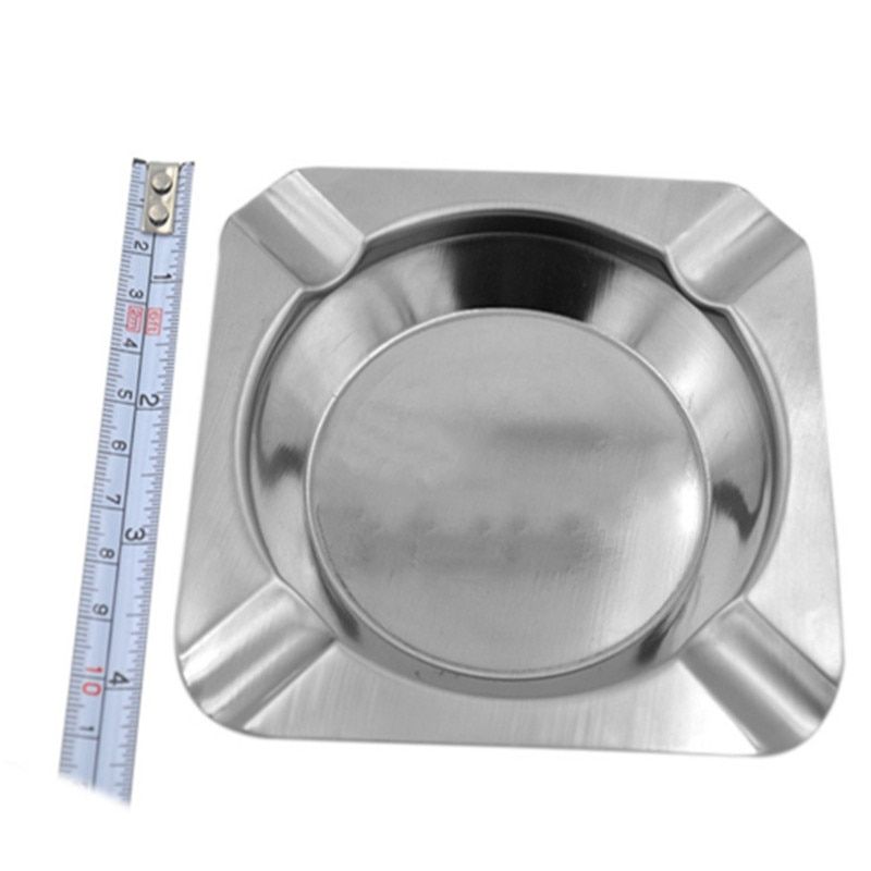 Portable Ash Tray Home Metal Ashtray Round Asbak Square Large Capacity Cigarette Aschenbecher Push Down Smoking