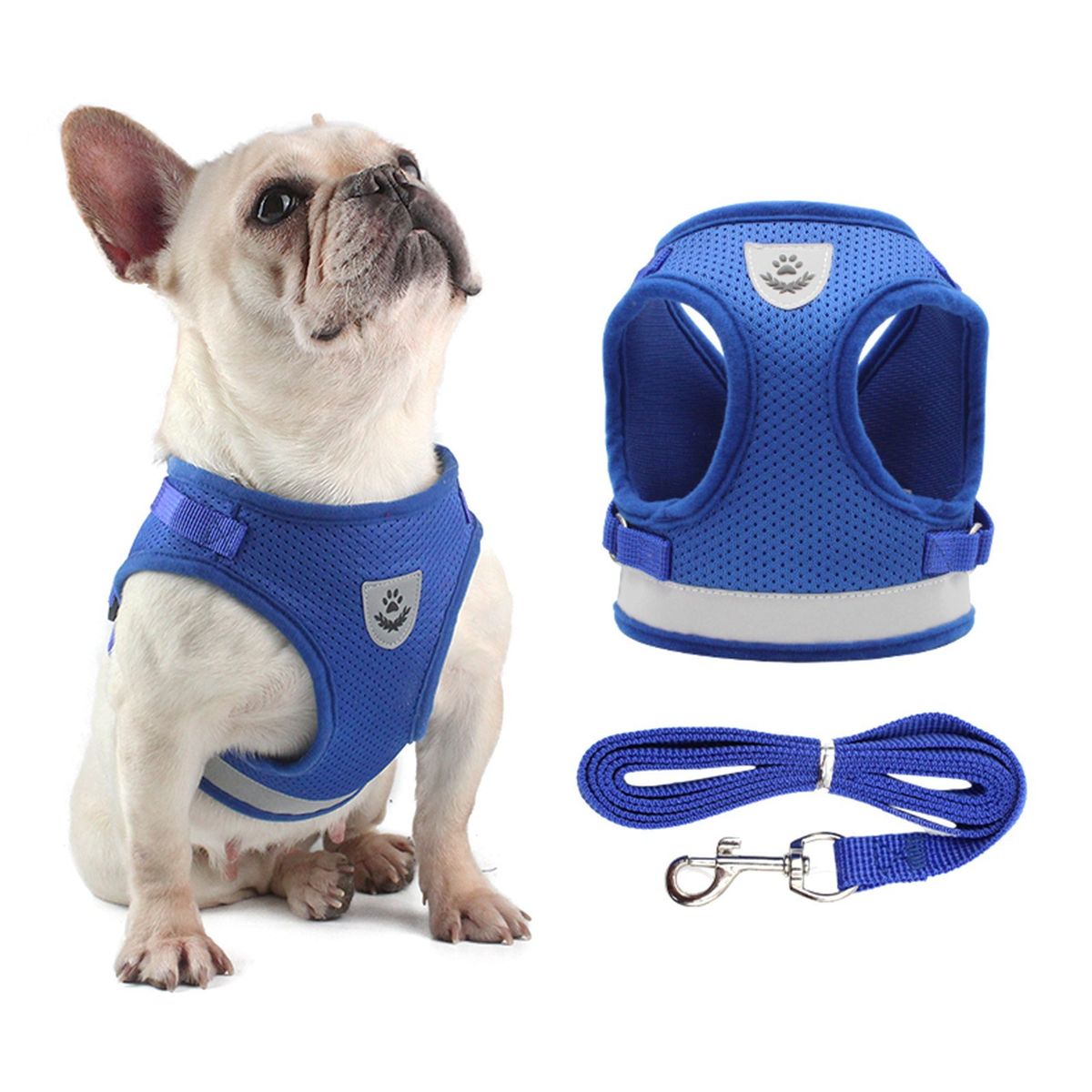 Dog Harness And Leash Set Reflective Adjustable Mesh Vest