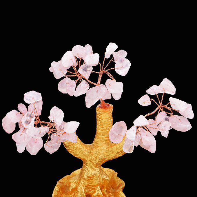 Mini Feng Shui Bring Wealth Luck Tree Crystal Money Tree Purse Pink