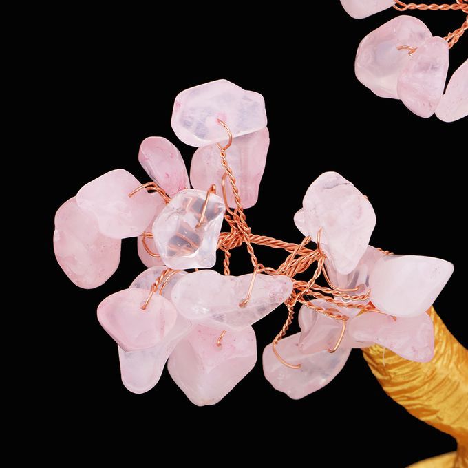 Mini Feng Shui Bring Wealth Luck Tree Crystal Money Tree Purse Pink