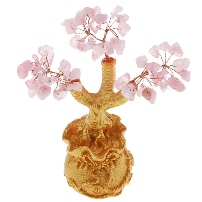 Mini Feng Shui Bring Wealth Luck Tree Crystal Money Tree Purse Pink