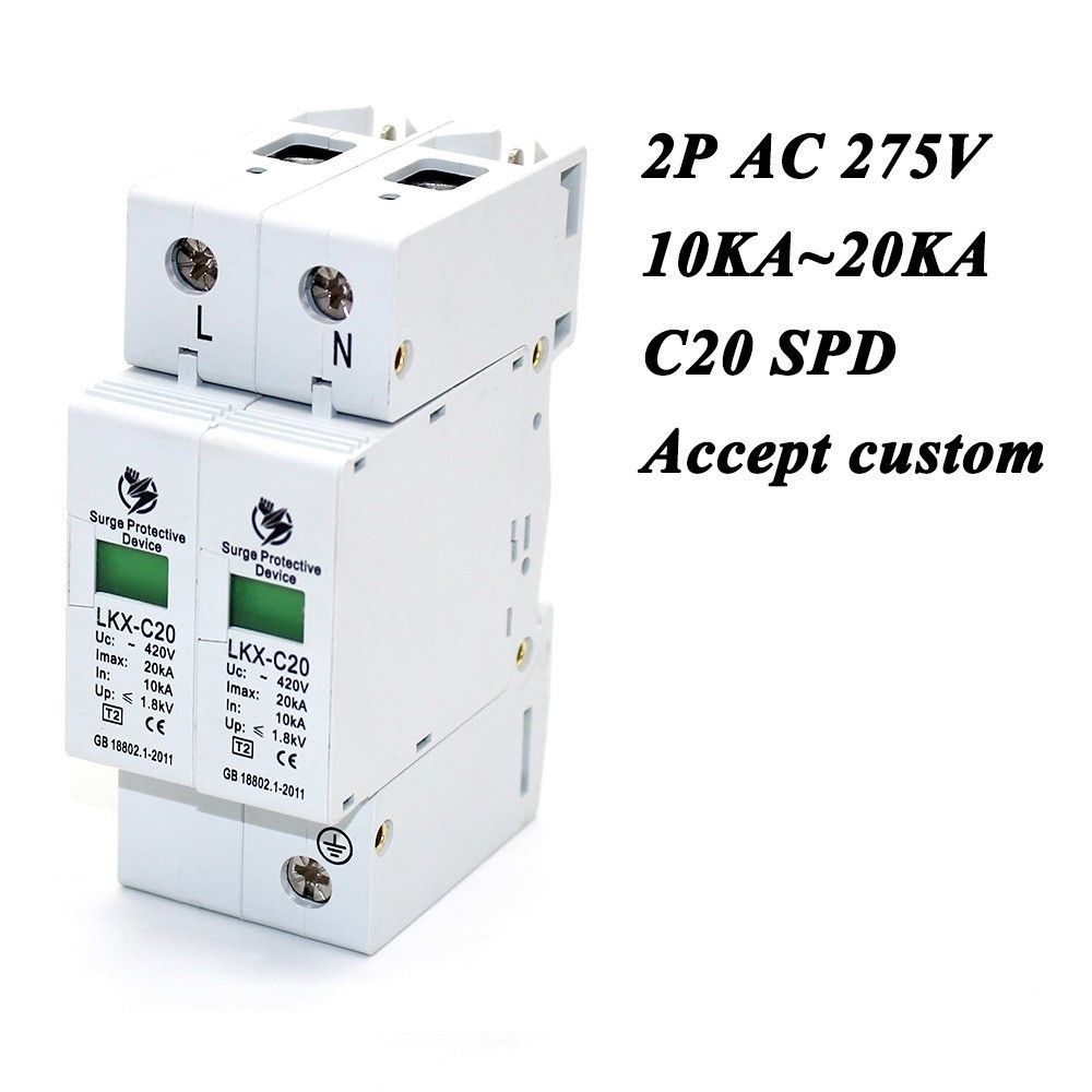 Hot Sale C20-2P 10KA~20KA ~275V AC SPD House Surge