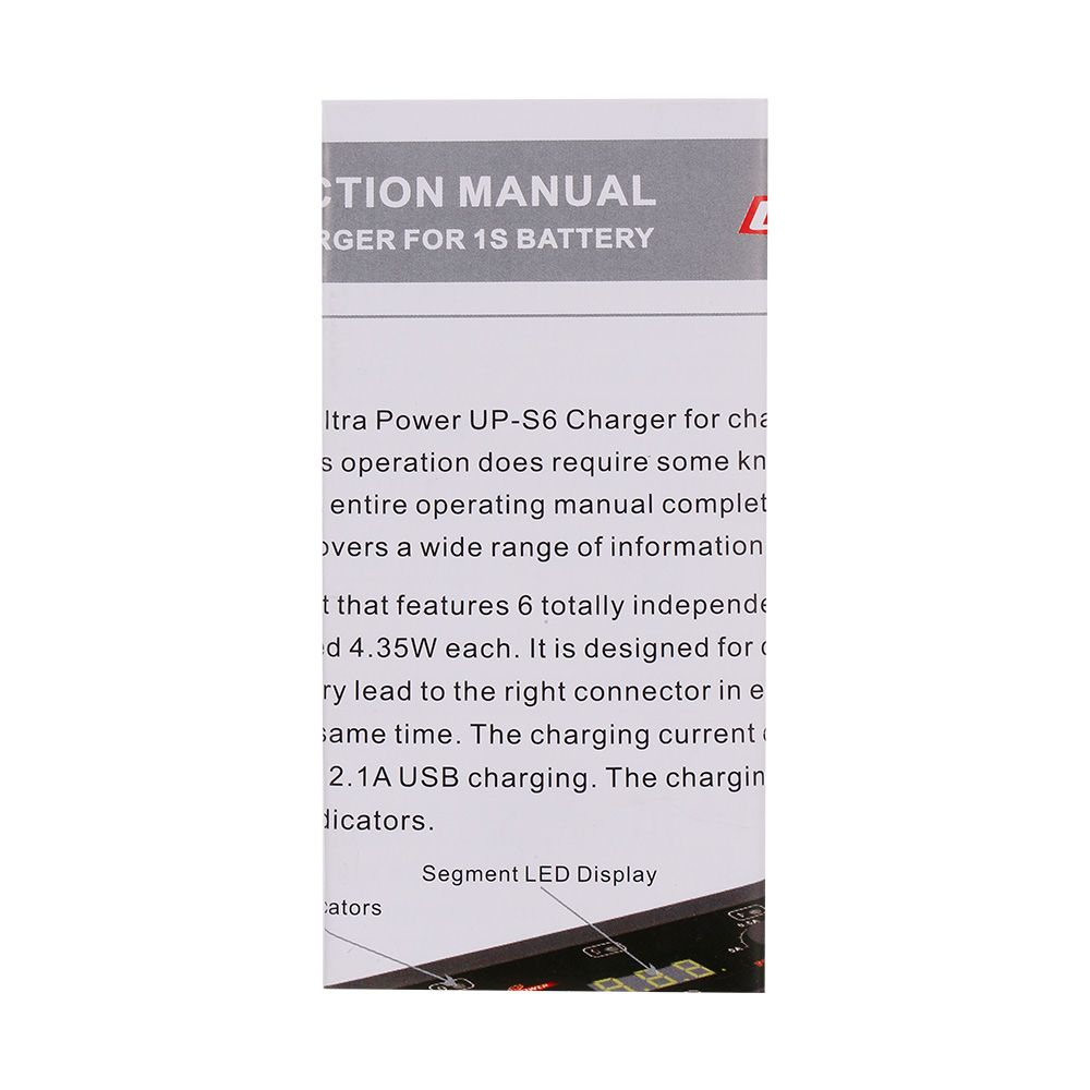 Ultra Power UP-S6 3.7V 1S Lipo LiHv Battery Charger With