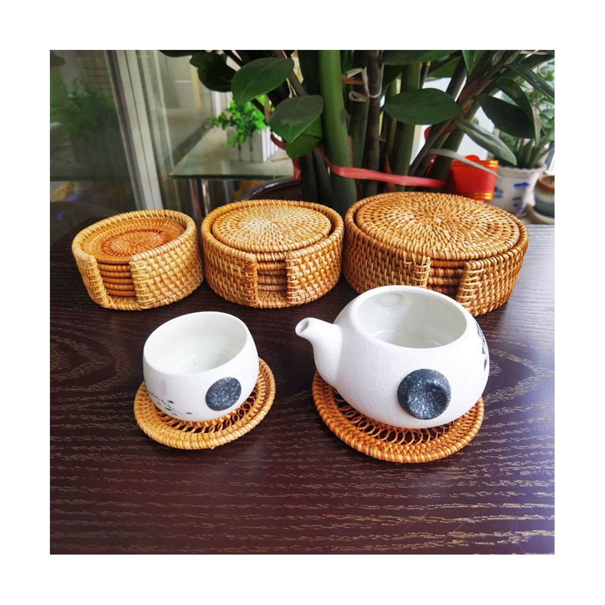 6-Piece Set Of Rattan Tea Coaster Tea Ceremony Pot Holder Rattan Bowl Pad Pot Pad Pot Pad Heat Insulation Pad