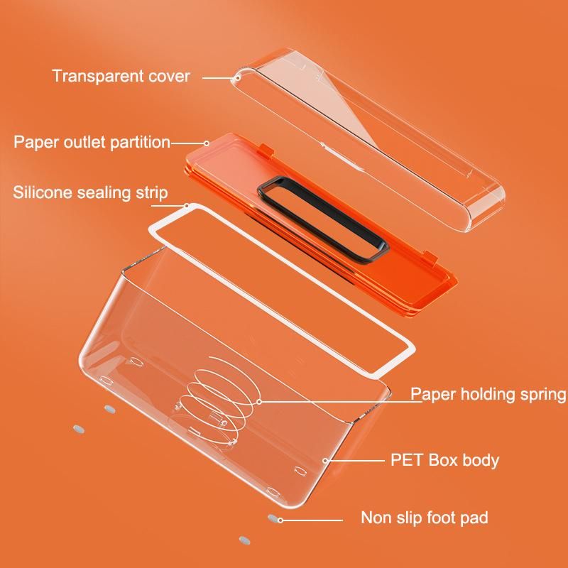 Transparent mask storage box Household living room tissue box Modern simple wipes storage With spring