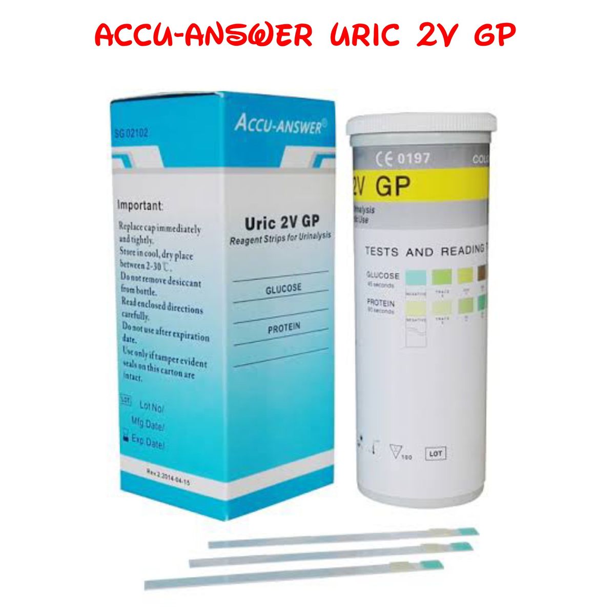 Combi Uric 2V GP Reagent Strips For Urinalysis- Glucose , Protein