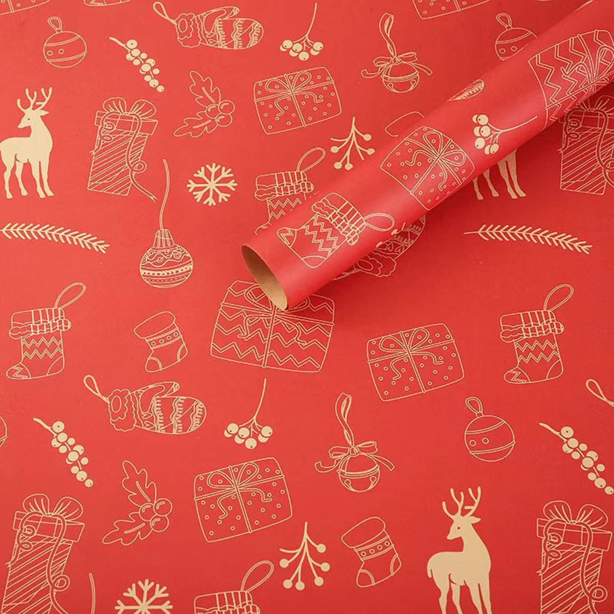 High-quality Wrapping Paper 2-pack Festive Xmas Wrapping for Gift Dark Red