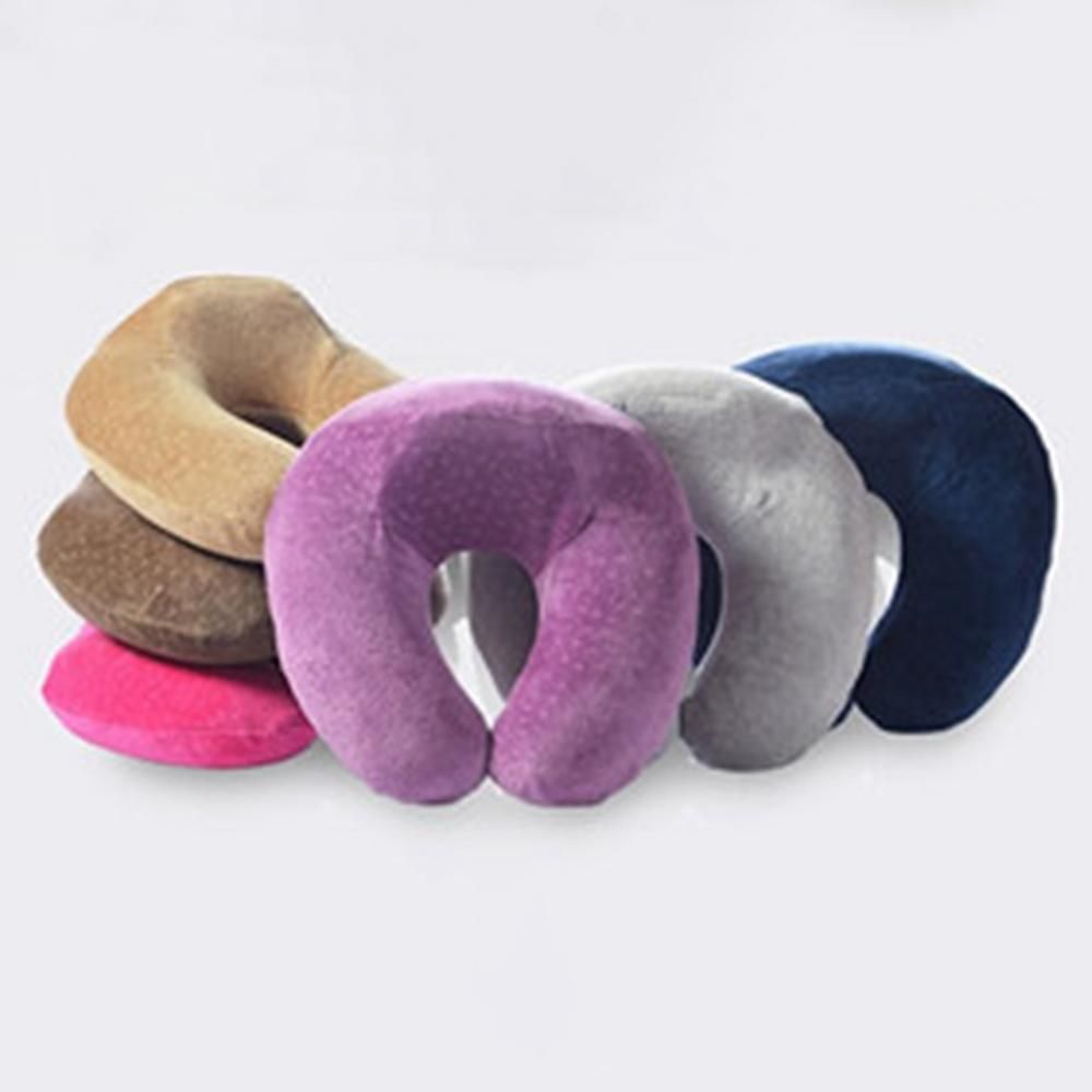 1Pc U-Shaped Neck Pillow Memory Foam Car Travel Air Plane Home Pillow Neck Head Support Office Cushion Comfortable Travel Pillow Purple