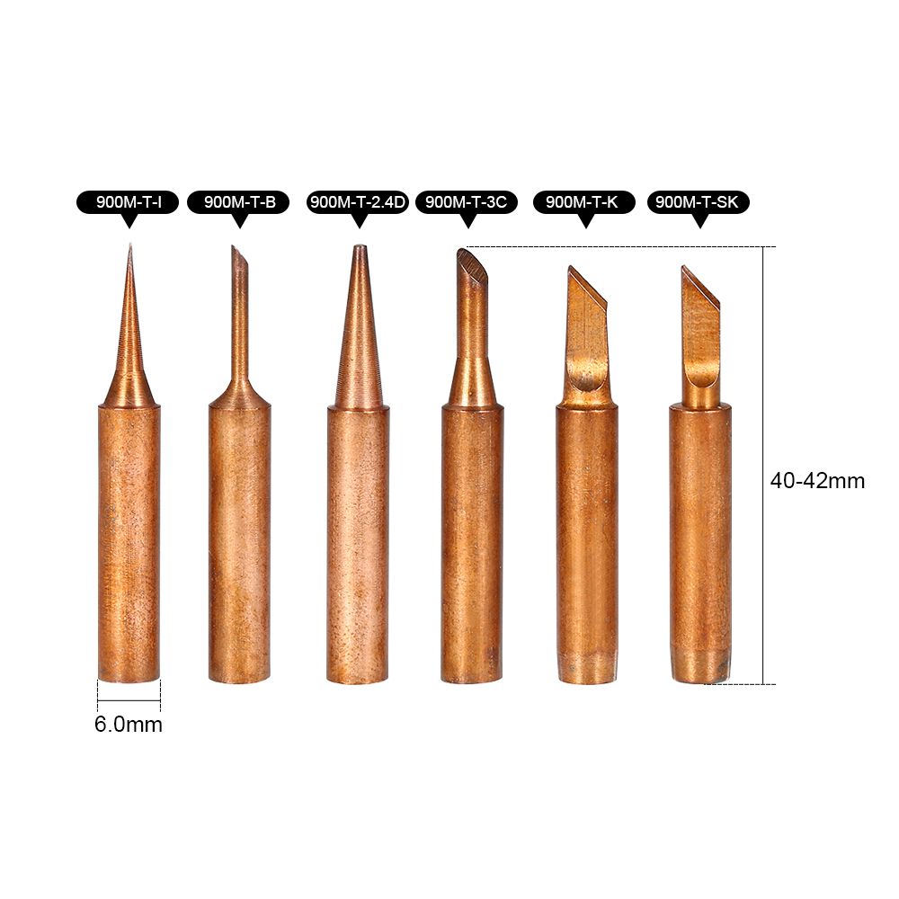 6PCS Copper Soldering Iron Tips Replacement Solder Tip