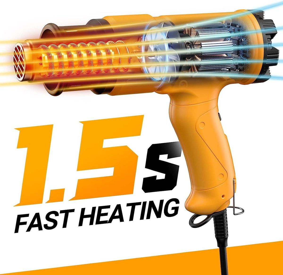 Heat Gun, SEEKONE 2000W Professional Hot Air Gun 49℃- 600℃ Variable Temperature Control with 2-Temp Settings, Overload Protection, Double Heating Wire Fast Heating, 7 Accessories for Shrinking PVC