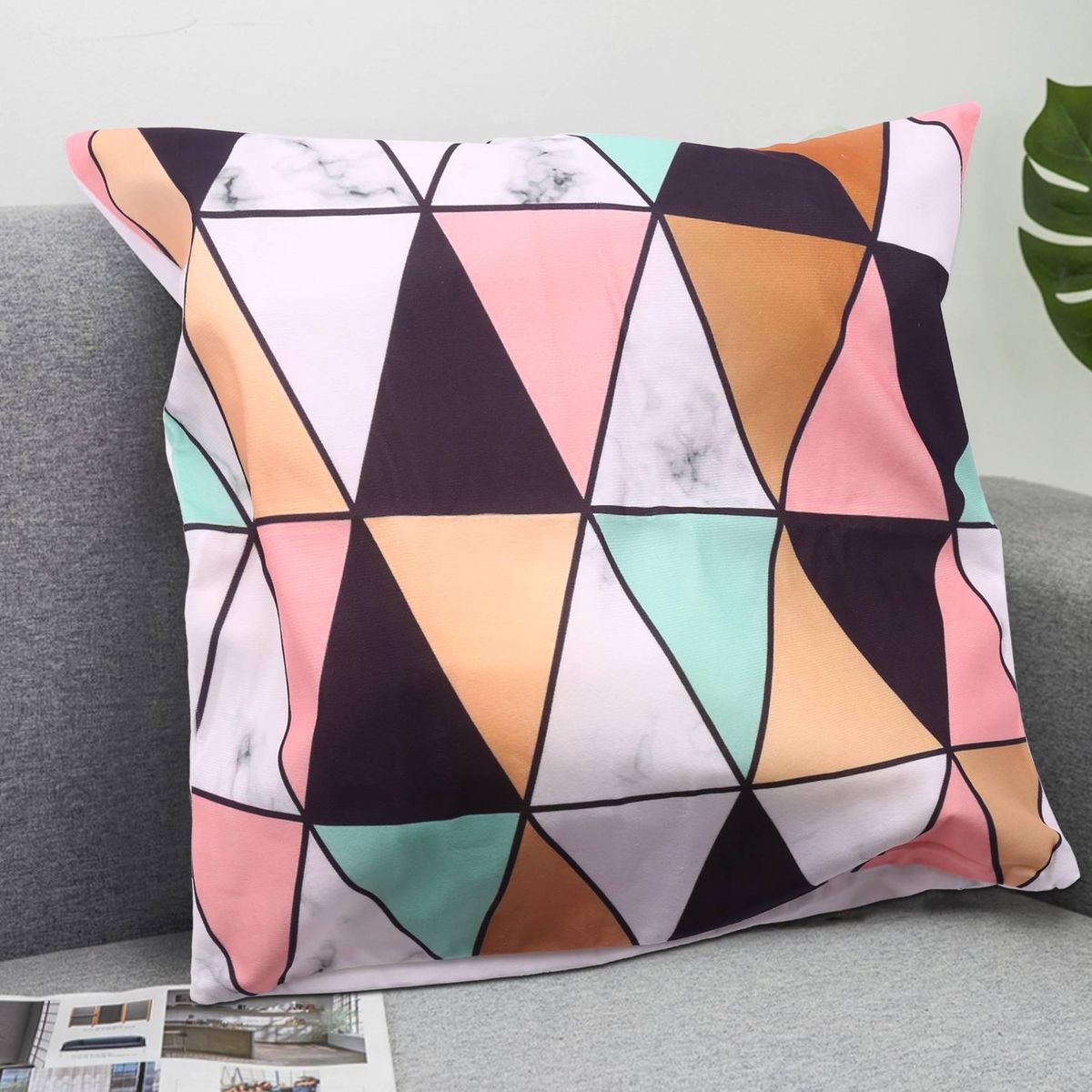 Decorative Throw Pillow Covers Only For Couch, Sofa, Or Bed Geometric Patterns Modern Quality Design Faux Leather Luxury Soft Thick Cushion Covers Set Of 4 18 X 18 Inch