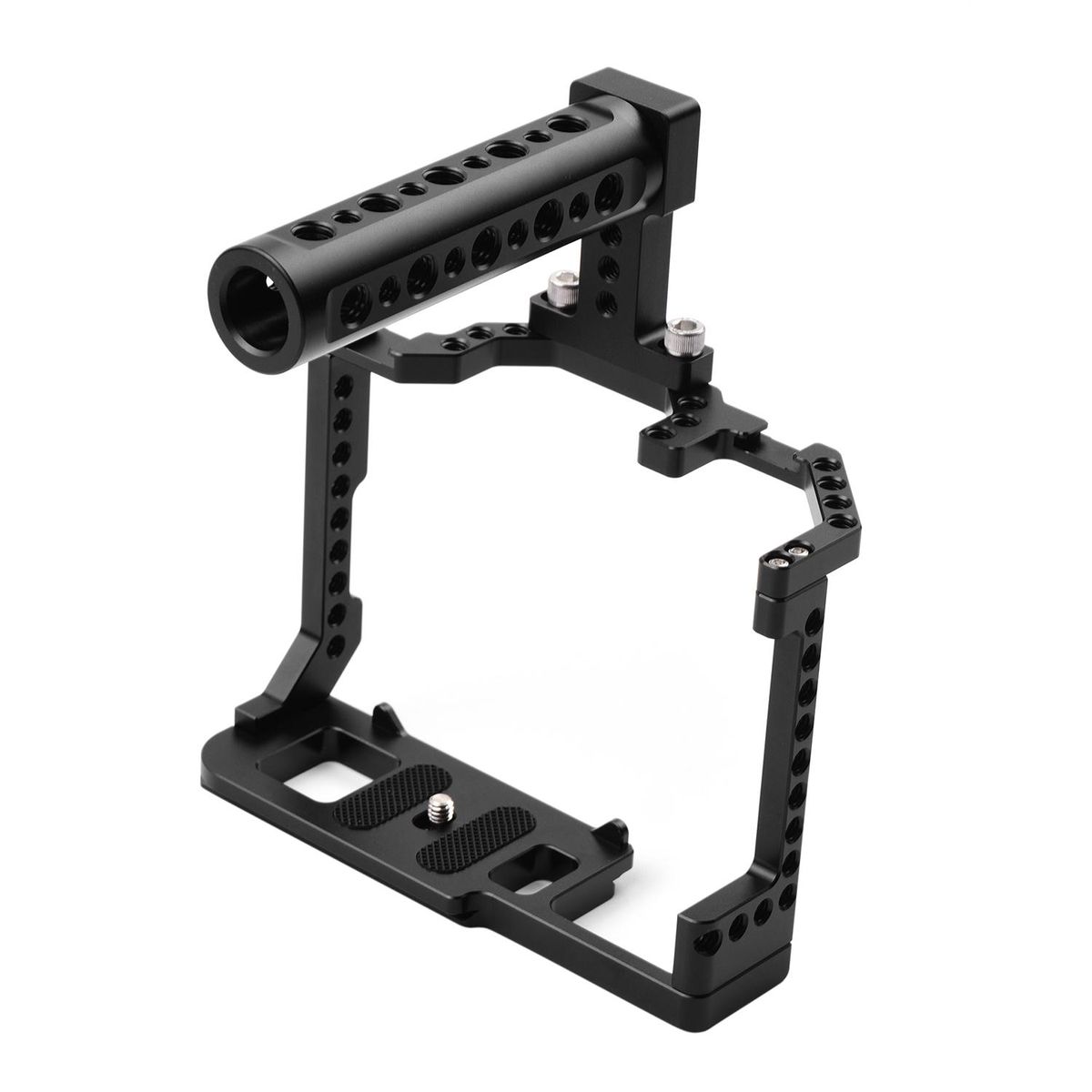 Andoer Camera Cage + Top Handle Kit Aluminum Alloy with Dual Cold Shoe Mount 1/4 Inch Screw Compatible with Canon EOS 90D/80D/70D DSLR Camera