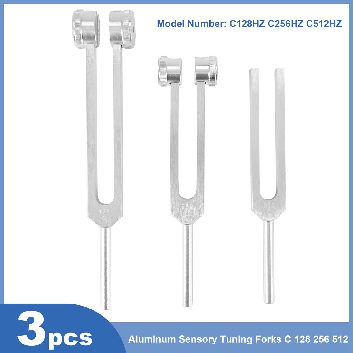 3 pcs Aluminum Sensory Tuning Forks C 128 256 512