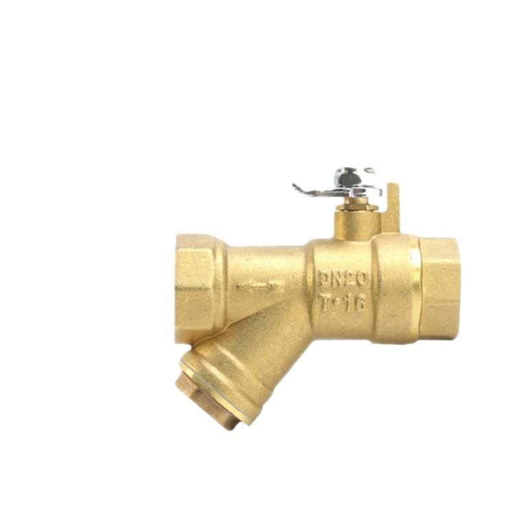 4-Point Screw Buckle Floor Heating Water Pipe Valve Integrated Y-Type Filter Ball Valve 80 Mesh Mesh/Brass Filter Ball Valve