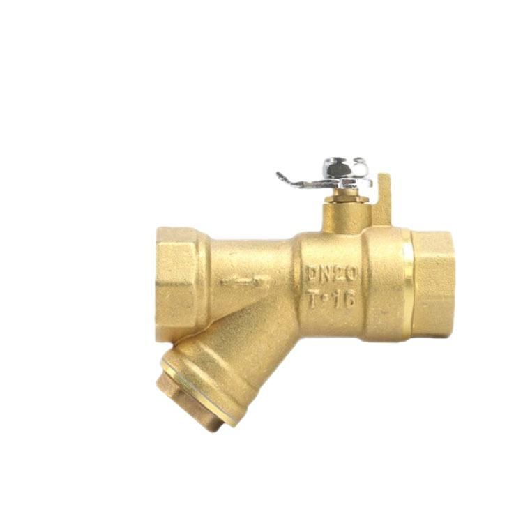4-Point Screw Buckle Floor Heating Water Pipe Valve Integrated Y-Type Filter Ball Valve 80 Mesh Mesh/Brass Filter Ball Valve