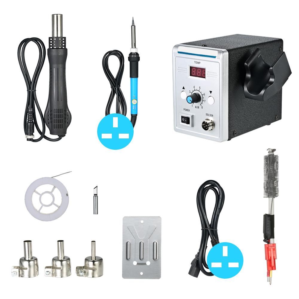 858D 700W High Quality Soldering Station LED Digital Solder Iron Desoldering Station BGA Rework Solder Station Hot Air Gun + Electric Iron Set for SMD SMT DIP