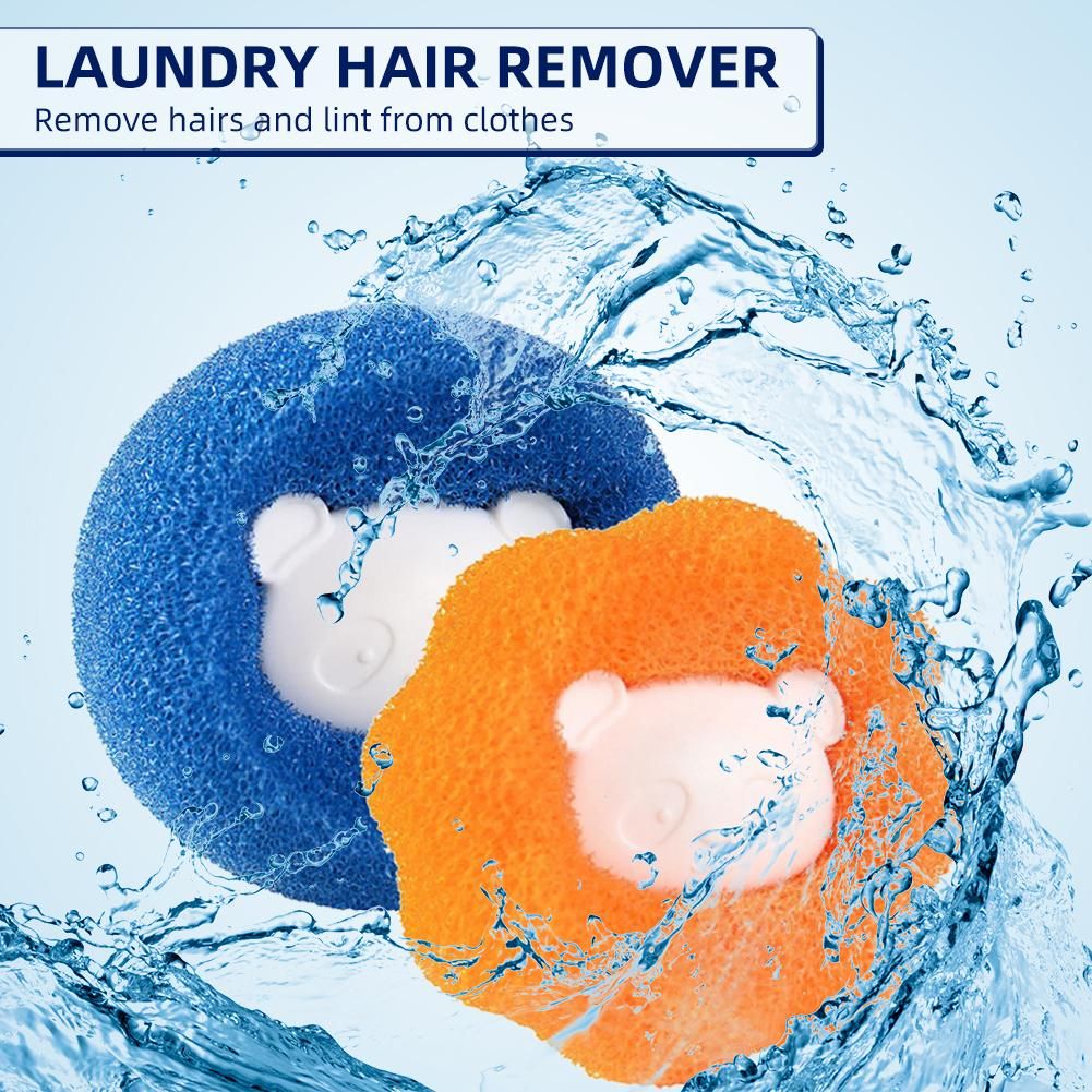 6PCS Clothes Anti-Winding Adsorption Hair Removal Cleaning Ball Dryer Ball for Clothing Pet Hair Remover Reusable Hair Remover Washing Machine Hair Catcher Laundry Ball (3 Blue 3 Orange)