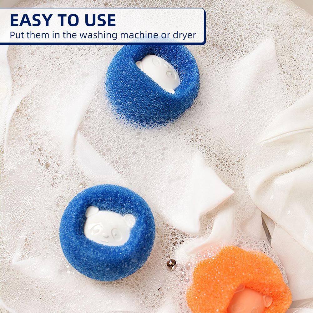 6PCS Clothes Anti-Winding Adsorption Hair Removal Cleaning Ball Dryer Ball for Clothing Pet Hair Remover Reusable Hair Remover Washing Machine Hair Catcher Laundry Ball (3 Blue 3 Orange)