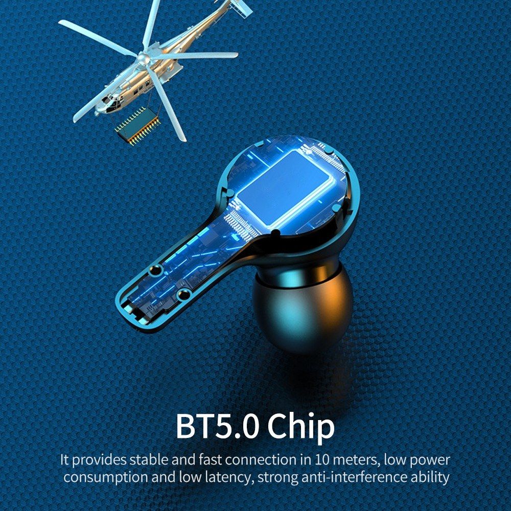 Wireless BT Headphones In-ear Sports Earbuds With LED