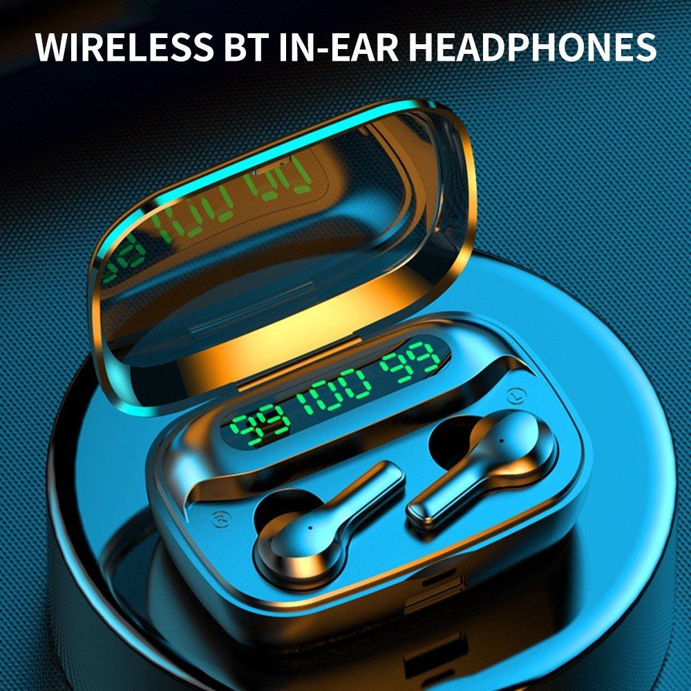 Wireless BT Headphones In-ear Sports Earbuds With LED