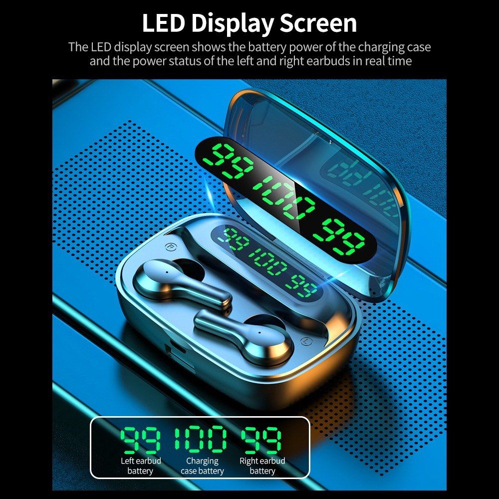 Wireless BT Headphones In-ear Sports Earbuds With LED