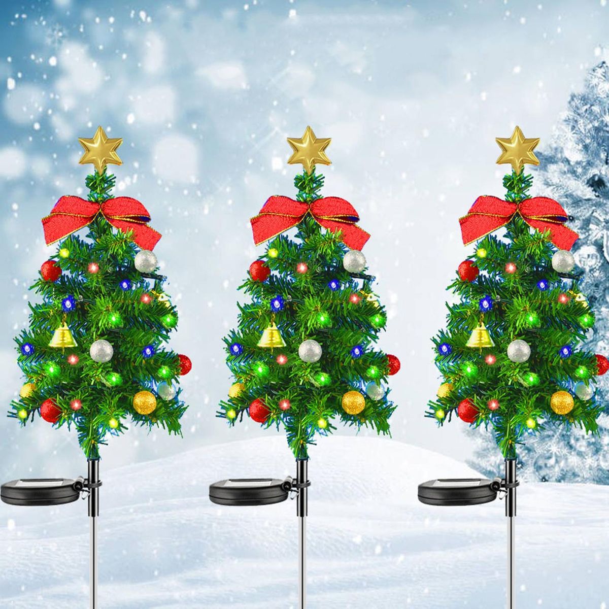 Outdoor Solar Light Joyful Glow Solar Christmas Tree Lamp for Festive Green