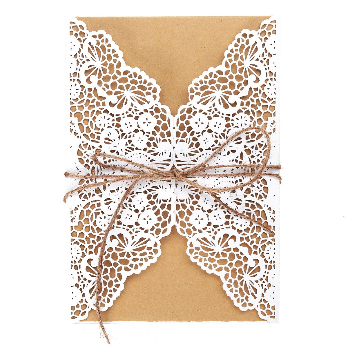 30/50× Invitation Envelopes + Paper + Hemp Rope For Baby Shower Wedding Cards White A-50pcs