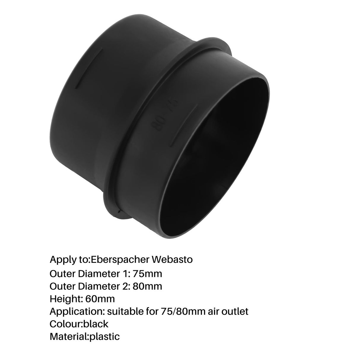 75mm to 80mm Parking Heater Ducting Reducer Connector Air Heater Duct Pipe Reducer Adapter Converter for Eberspacher