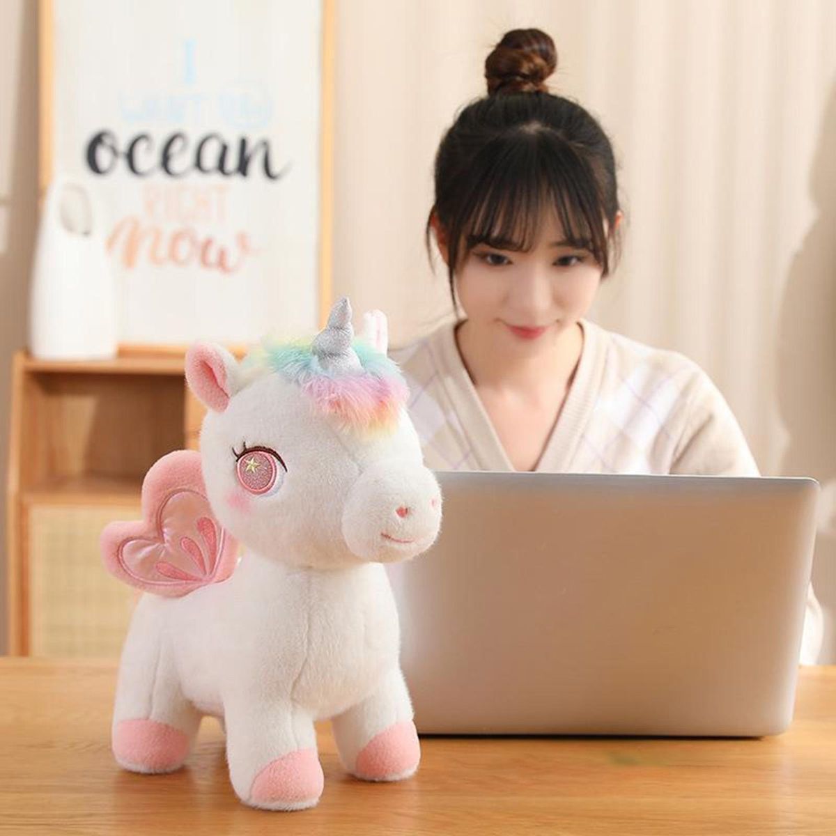 Pegasus Pillow Stuffed Pegasus Plush Toy Soft Sofa Pillow Decoration Pink